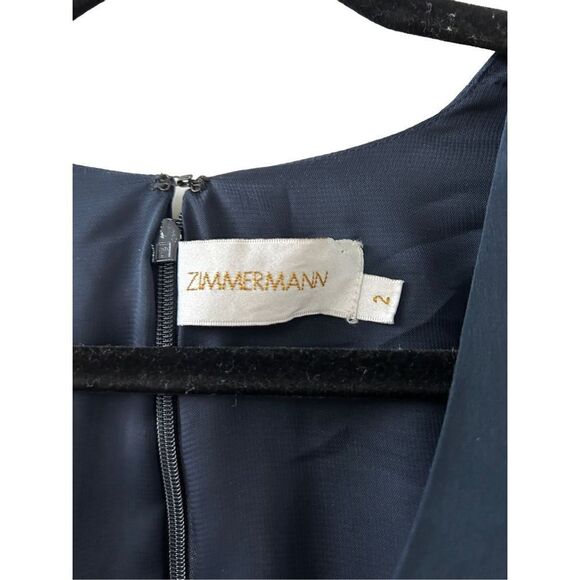 Zimmermann Long Sleeve V-Neck Twist Silk Sheath Dress Blue Women’s Size 6 - Picture 3 of 8